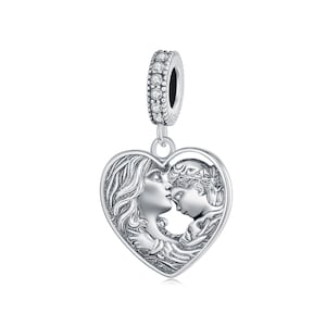 Mother and Daughter Pendant Charm, Charm for Bracelet, 925 Sterling Silver Charm Fit Pandora Bracelets, Gift for Her