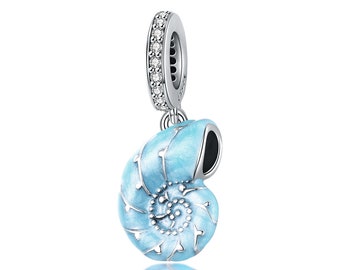 Charm for Bracelet, Conch Charm Beads, 100% Genuine 925 Sterling Silver Charm Fits Pandora Bracelet Necklace, SCC1560