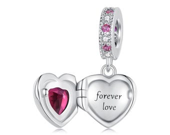 Für immer Liebe Herz Locket Charm