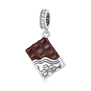Charm for Bracelet, Chocolate Charm Beads, 925 Sterling Silver Charm Fits Pandora Bracelet Necklace, SCC1782