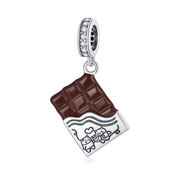 Charm for Bracelet, Chocolate Charm Beads, 100% Genuine 925 Sterling Silver Charm Fits Pandora Bracelet Necklace, SCC1782