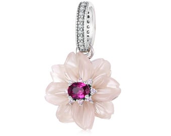 Eternal Flower Pendant Charm, Charm for Bracelet, 925 Sterling Silver Charm, Gift for Her