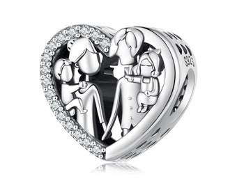 Family Charm, Charm for Bracelet, 925 Sterling Silver Charm Fit Pandora Bracelets, Gift for Her