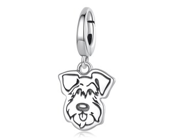 シュナウザー犬のハートチャーム、パンドラチャームブレスレット用