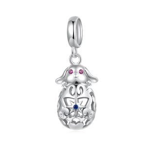 Ostern Kaninchen Anhänger Charm, Charme für Armband, 925 Sterling Silber Charm passen Pandora Armbänder, Geschenk für Sie