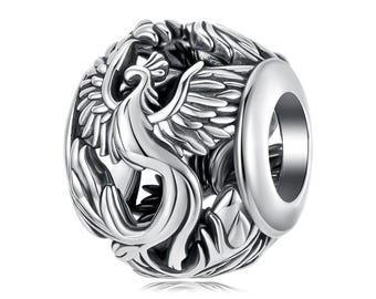 Phoenix Charm, 925 Sterling Silver Charm Fit Pandora Bracelets, Gift for Her