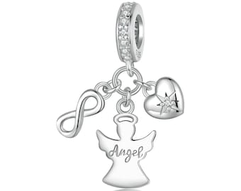 Guardian Angel Pendant Charm, Charm for Bracelet, 925 Sterling Silver Charm Fit Pandora Bracelets, Gift for Her