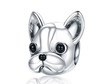 Charm for Bracelet, Bulldog Charm Beads, 100% Genuine 925 Sterling Silver Charm Fits Pandora Bracelet Necklace, SCC315