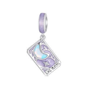 Colgante de carta del Tarot de la Luna, para pulsera, en plata de ley 925, compatible con pulseras Pandora, regalo para ella.
