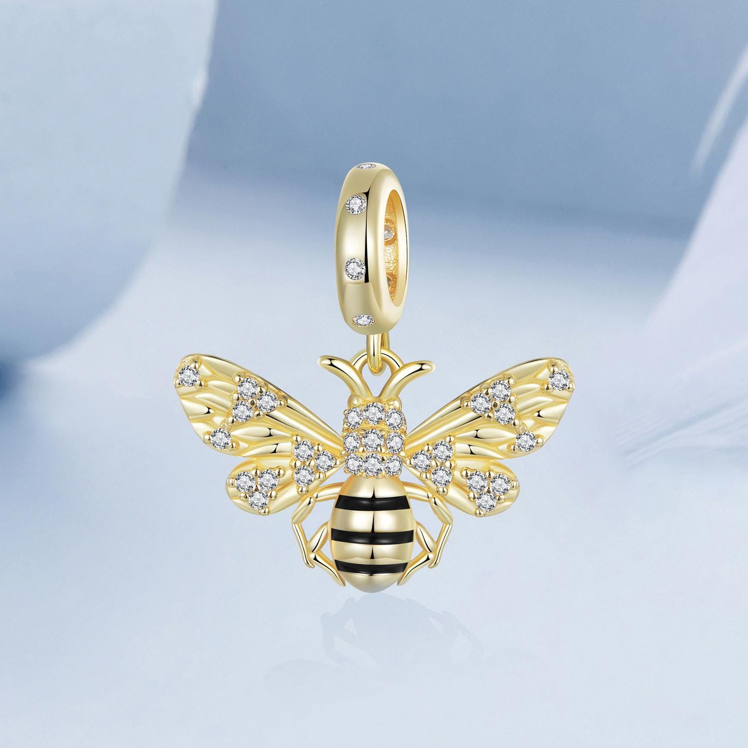 Voroco 925 Sterling Silver Bee Honeycomb CZ Bracelet Charm Bead