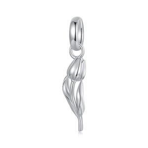 Tulip Pendant Charm, Charm for Bracelet, 925 Sterling Silver Charm Fit Pandora Bracelets, Gift for Her