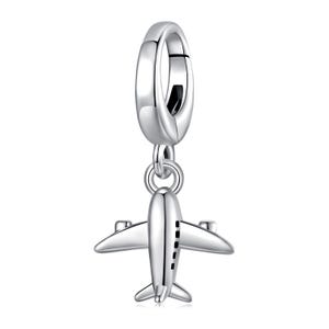 Airplane Pendant Charm, Charm for Bracelet, 925 Sterling Silver Charm Fit Pandora Bracelets, Gift for Her