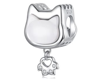 Kätzchen Charm, Anhänger für Armband, 925 Sterling Silber Charm passen Pandora Armbänder, Geschenk für Sie