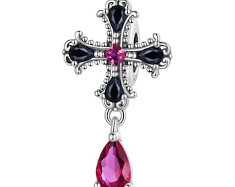 Gothic Kreuz Charm, Anhänger für Armband, 925 Sterling Silber Charm passen Pandora Armbänder, Geschenk für Sie