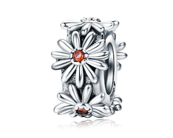 The Daisy Spacer Charm for Bracelet, 100% Genuine 925 Sterling Silver Charm Fits Pandora Bracelet, SCC598