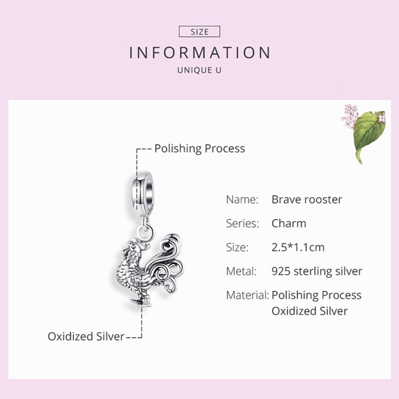 Rooster charm, additional image 3