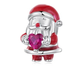 Weihnachtsmann Perlen Charm, Anhänger für Armband, 925 Sterling Silber Charm, Geschenk für Sie