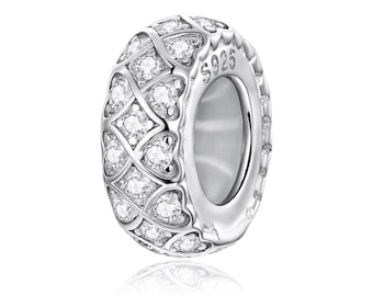Ewiger Herz Spacer Perlen Charm, 925 Sterling Silber Charm, Geschenk für Sie