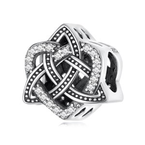 Berloque em formato de coração com nó celta, berloque para pulseira, berloque de prata esterlina 925 para pulseiras Pandora, presente para ela