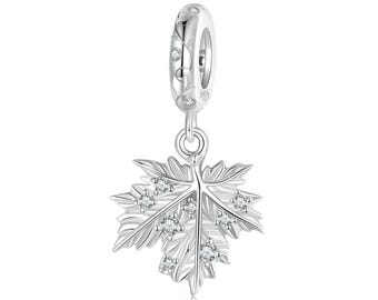 Maple Leaf Pendant Charm, Charm for Bracelet, 925 Sterling Silver Charm Fit Pandora Bracelets, Gift for Her