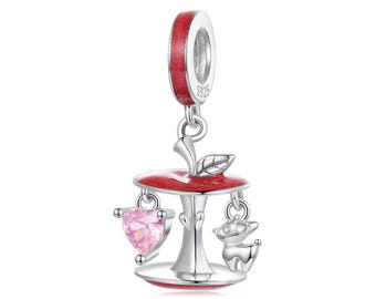 Weihnachtsapfel Anhänger Charm, Charm für Armband, 925 Sterling Silber Charm, Geschenk für Sie