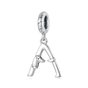 Dije con letra de perro salchicha para pulsera, de plata de ley 925, compatible con pulseras Pandora, regalo para ella.