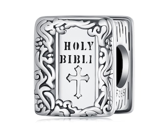 Bible Charm, Charm for Bracelet, 925 Sterling Silver Charm Fit Pandora Bracelets, Gift for Her