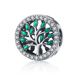 Sterling Silver Tree of Life Charm, Cubic Zirconia, Pandora Compatible