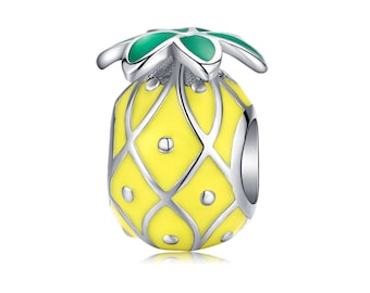 Charm for Bracelet, Pineapple Charm Beads, 100% Genuine 925 Sterling Silver Charm Fits Pandora Bracelet Necklace, BSC128