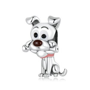 Charm for Bracelet, Cute Dog Charm, 100% Genuine 925 Sterling Silver Charm Fits Pandora Bracelet Necklace, SCC2121