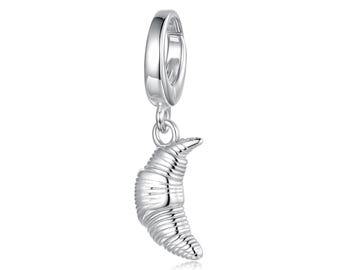 Croissant Clasp Pendant Charm, Charm for Bracelet, 925 Sterling Silver Charm, Gift for Her
