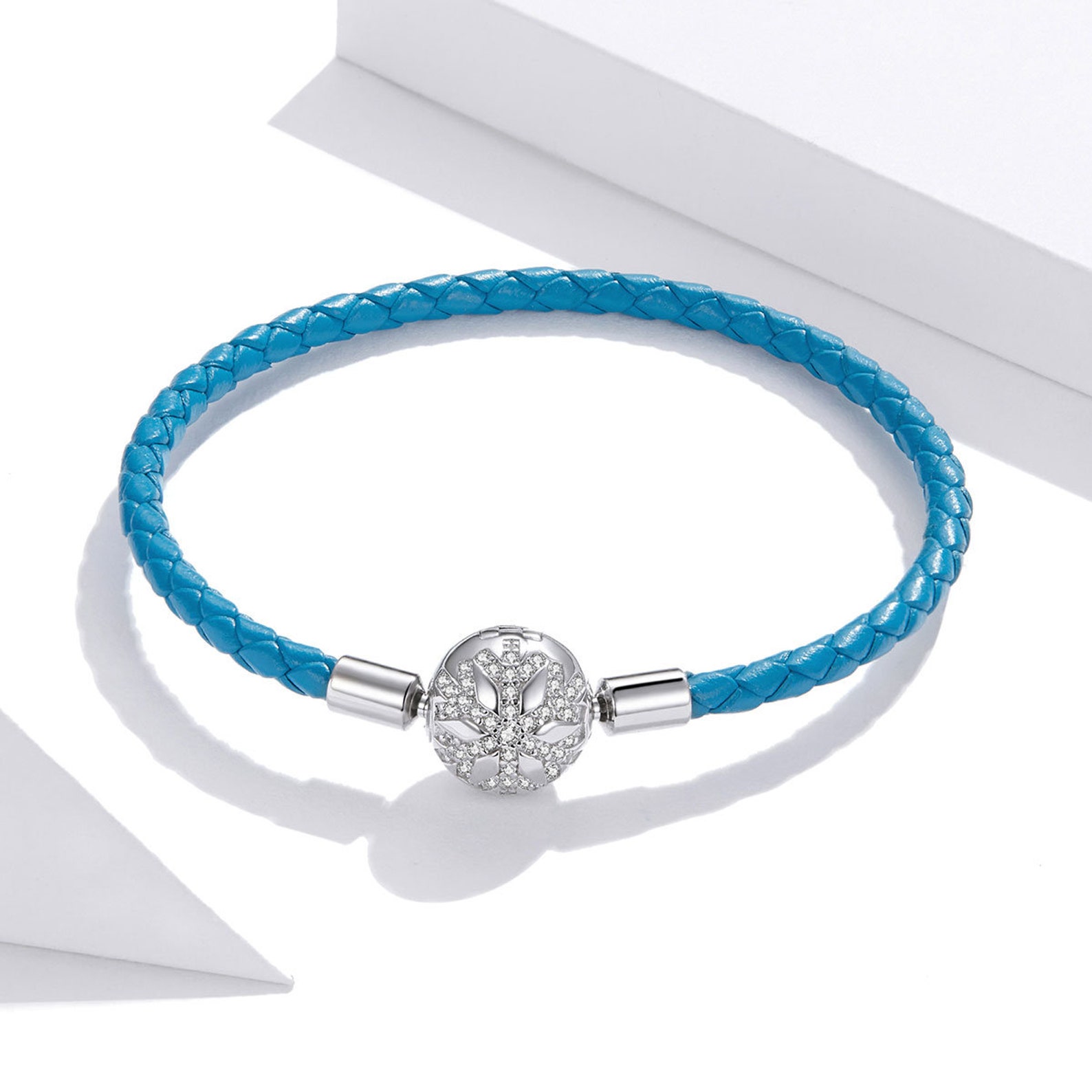 Charm Leather Bracelet Pandora Moment Style Blue Leather Cord Etsy
