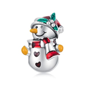 Snowman Bead Charm, Charm for Bracelet, 925 Sterling Silver Charm Fit Pandora Bracelets, Gift for Her