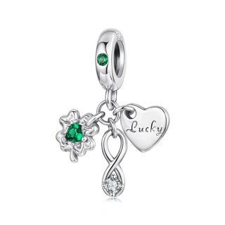 Bracciale Donna Argento 925 Con Quadrifoglio - Ciondolo Portafortuna, Catena Regolabile 16+4 Cm - Infinite U