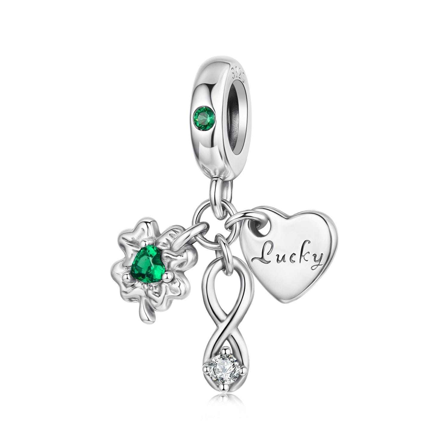 Bracciale Donna Argento 925 Con Quadrifoglio - Ciondolo Portafortuna, Catena Regolabile 16+4 Cm - Infinite U