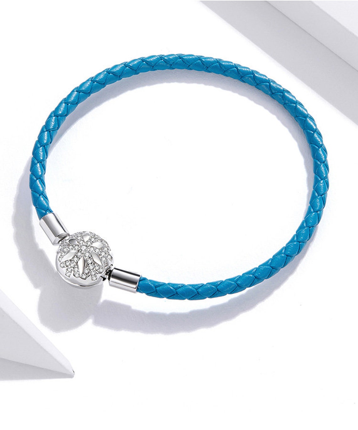Charm Leather Bracelet Pandora Moment Style Blue Leather Cord Etsy