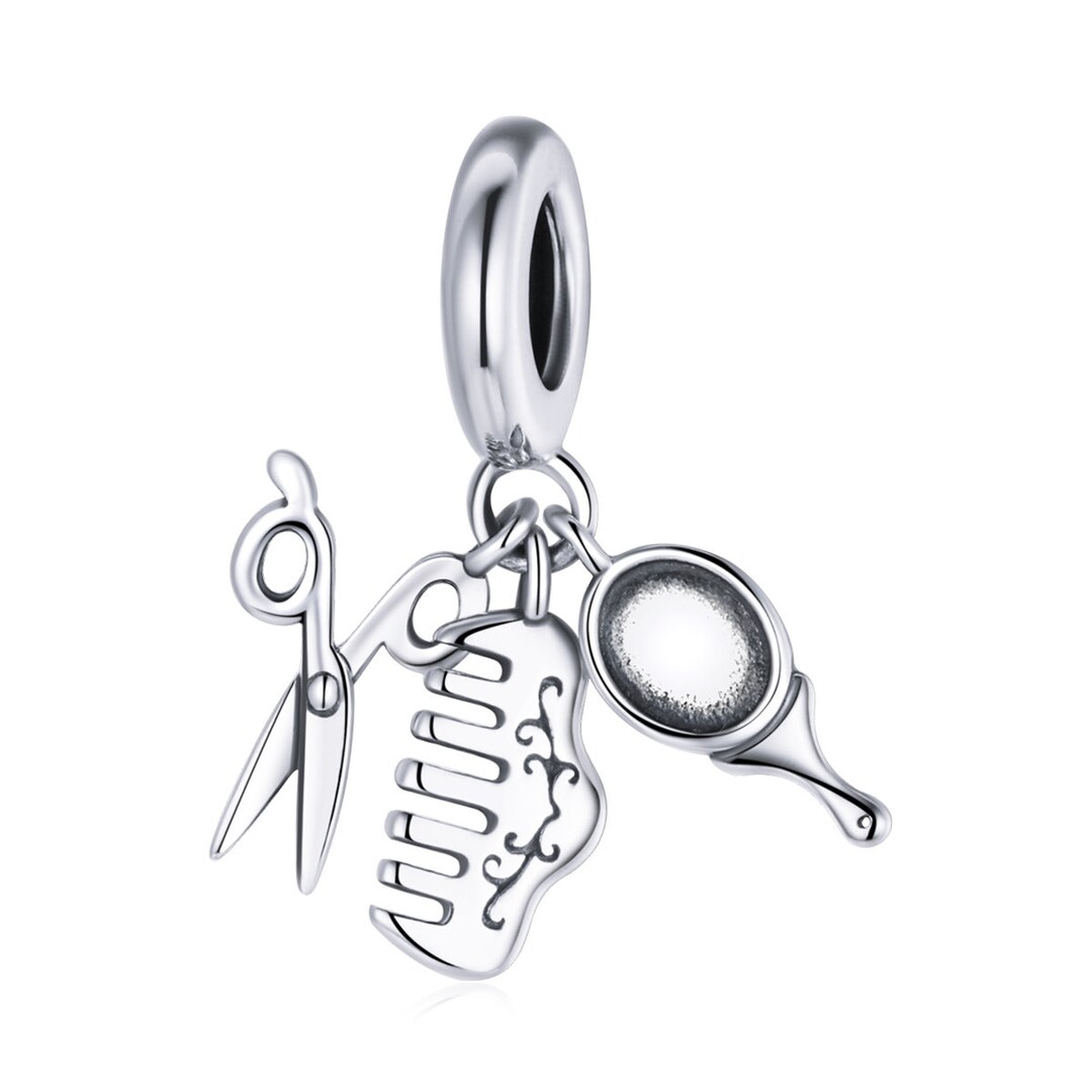 Charm for Bracelet, Comb, Mirror, Scissors Charm Beads, 100 Genuine