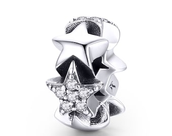 Little Star Spacer Charm for Bracelet, 100% Genuine 925 Sterling Silver Charm Fits Pandora Bracelet, SCC929