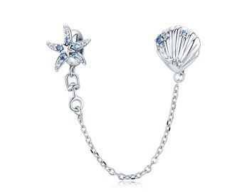 Sea world Safety Chain Charm for Bracelet, 100% Genuine 925 Sterling Silver Charm Fits for Pandora Bracelet, SCC1478
