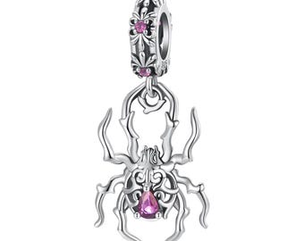 Spider Pendant Charm, Charm for Bracelet, 925 Sterling Silver Charm Fit Pandora Bracelets, Gift for Her
