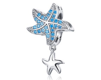 Charm para pulsera, cuentas de estrella de mar, 100% auténtica plata de ley 925, compatible con collar de pulsera Pandora, BSC252
