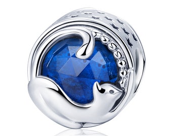 Charm for Bracelet, Cat Charm Beads, 925 Sterling Silver Charm Fits Pandora Bracelet Necklace, SCC708