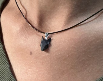 Mini wolf head pendant in ebony