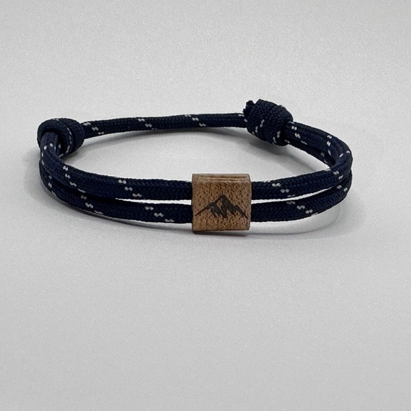 Bracelet Montagne Corde de voile personnalisée avec gravure Bracelet partenaire Bois Cadeau...