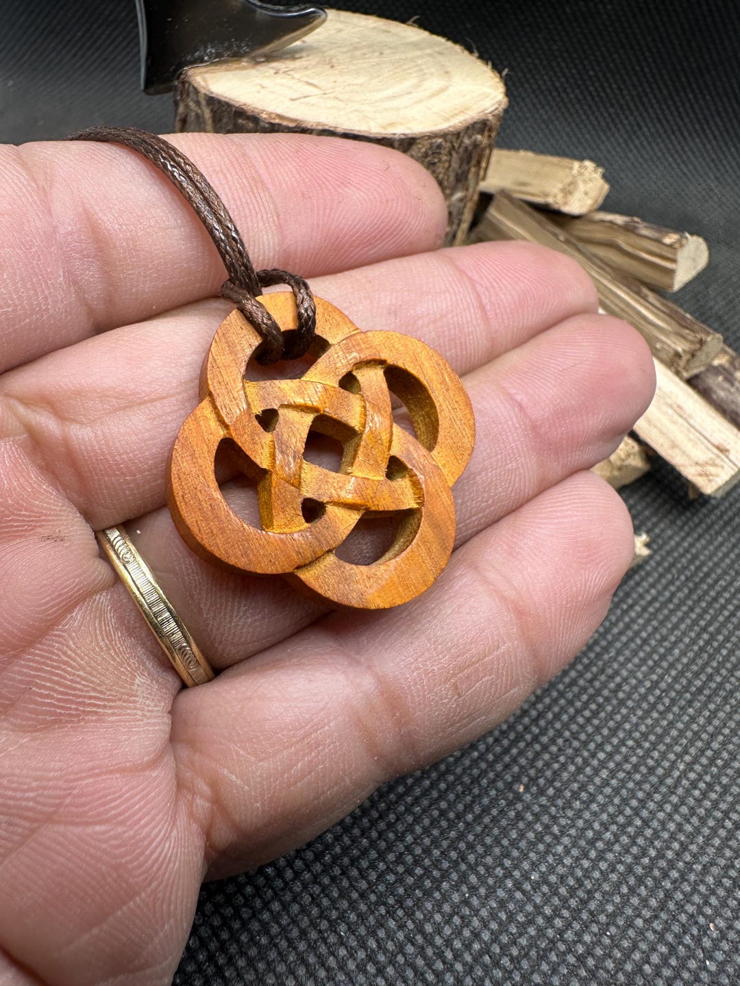 Celtic Knot Necklace, Infinite Celtic Knot, Handmade, Waxed Bangle Cord ...