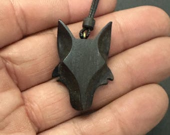 "Wolf" pendant, ebony wolf head