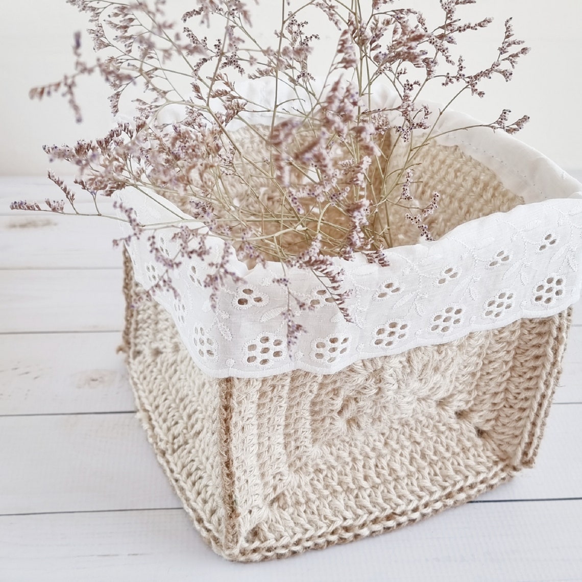 Basket from granny square Crochet basket pattern Rustic basket Etsy