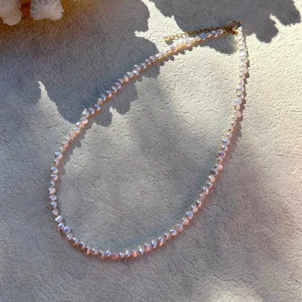 Dainty Pearl Choker | Beaded Freshwater Keshi Pearls | Pearl Choker | Minimalist Necklace | Bridal Pearl Choker | Bridal Necklace