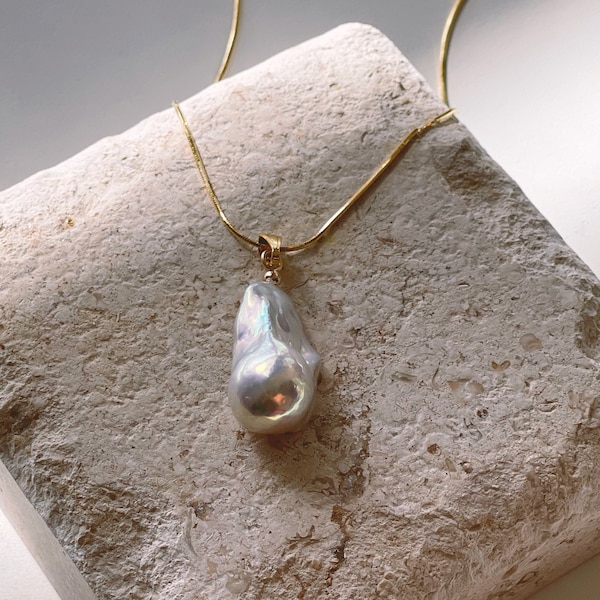 Baroque Pearl Pendant Necklace: High Luster Gold Filled Bail