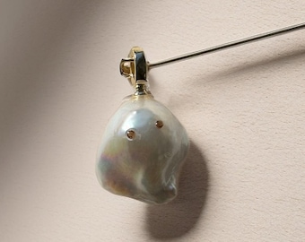 Halloween Ghost Brooch: Baroque Pearl Sterling Silver Charm